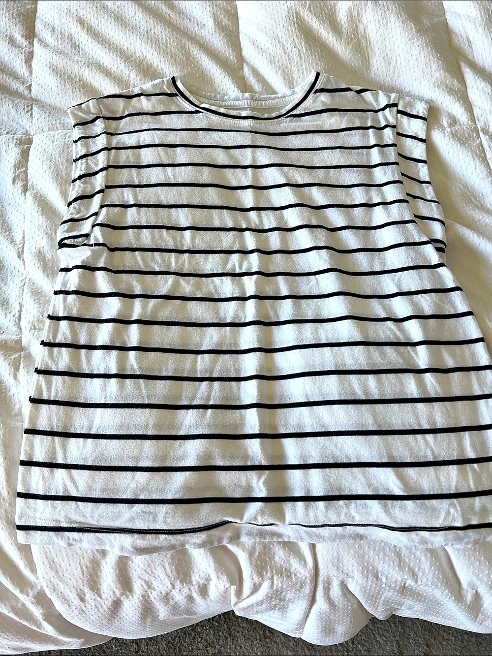 a new day Striped Cotton Tank Top in White & Black Size Small
